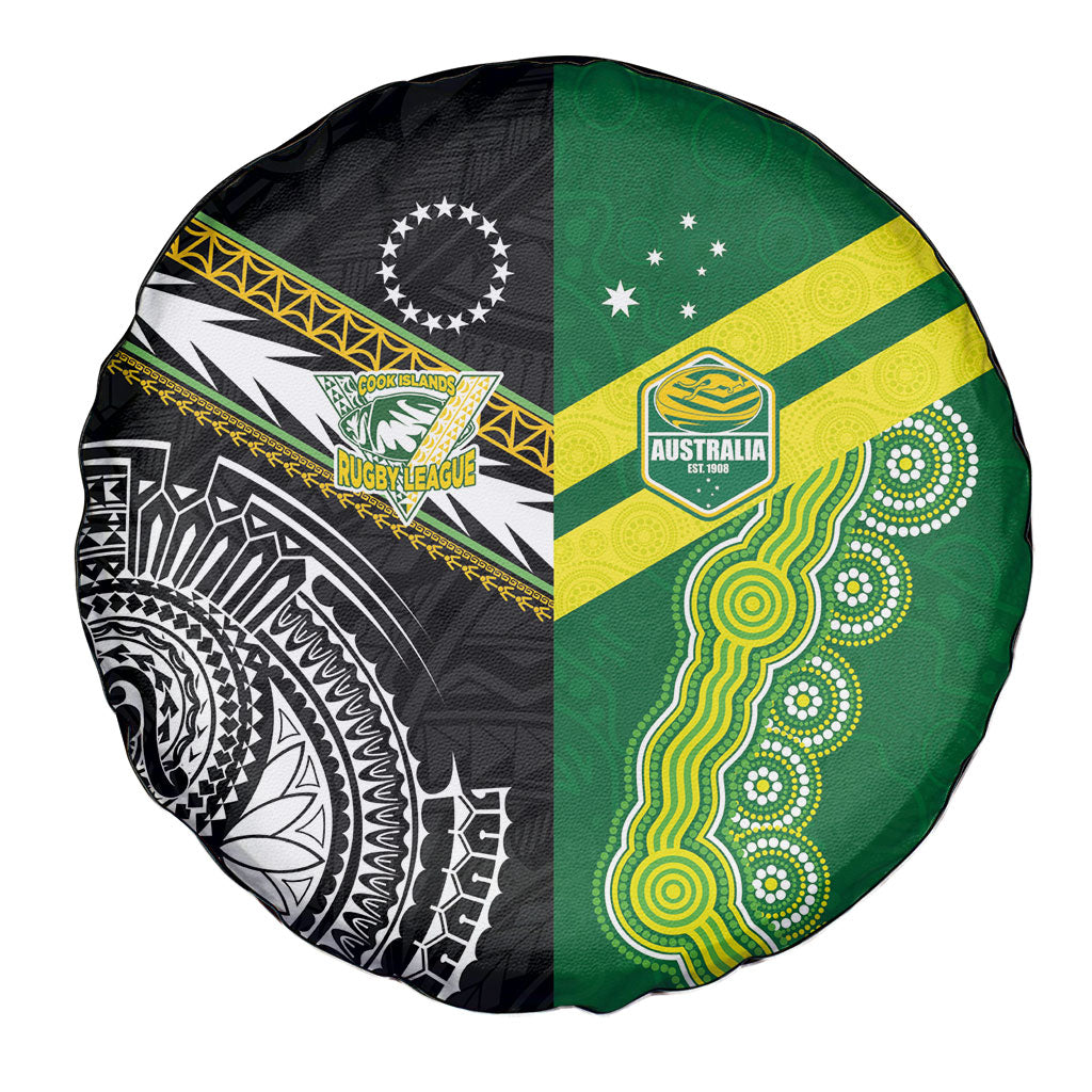 Rugby Cook Islands and Australia Spare Tire Cover Tatau Tribal with Aboriginal Chevron Sport Style