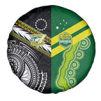 Rugby Cook Islands and Australia Spare Tire Cover Tatau Tribal with Aboriginal Chevron Sport Style