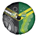 Rugby Cook Islands and Australia Spare Tire Cover Tatau Tribal with Aboriginal Chevron Sport Style