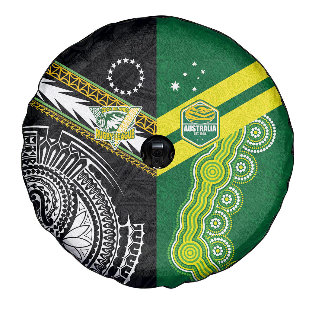 Rugby Cook Islands and Australia Spare Tire Cover Tatau Tribal with Aboriginal Chevron Sport Style