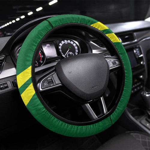 Rugby Cook Islands and Australia Steering Wheel Cover Tatau Tribal with Aboriginal Chevron Sport Style
