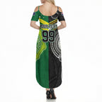 Custom Rugby Cook Islands and Australia Summer Maxi Dress Tatau Tribal with Aboriginal Chevron Sport Style