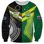 Custom Rugby Cook Islands and Australia Sweatshirt Tatau Tribal with Aboriginal Chevron Sport Style