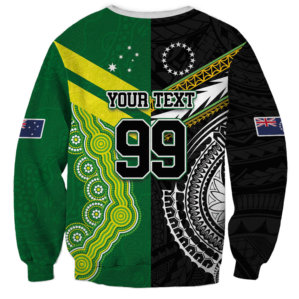 Custom Rugby Cook Islands and Australia Sweatshirt Tatau Tribal with Aboriginal Chevron Sport Style