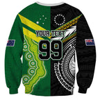 Custom Rugby Cook Islands and Australia Sweatshirt Tatau Tribal with Aboriginal Chevron Sport Style