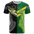 Custom Rugby Cook Islands and Australia T Shirt Tatau Tribal with Aboriginal Chevron Sport Style
