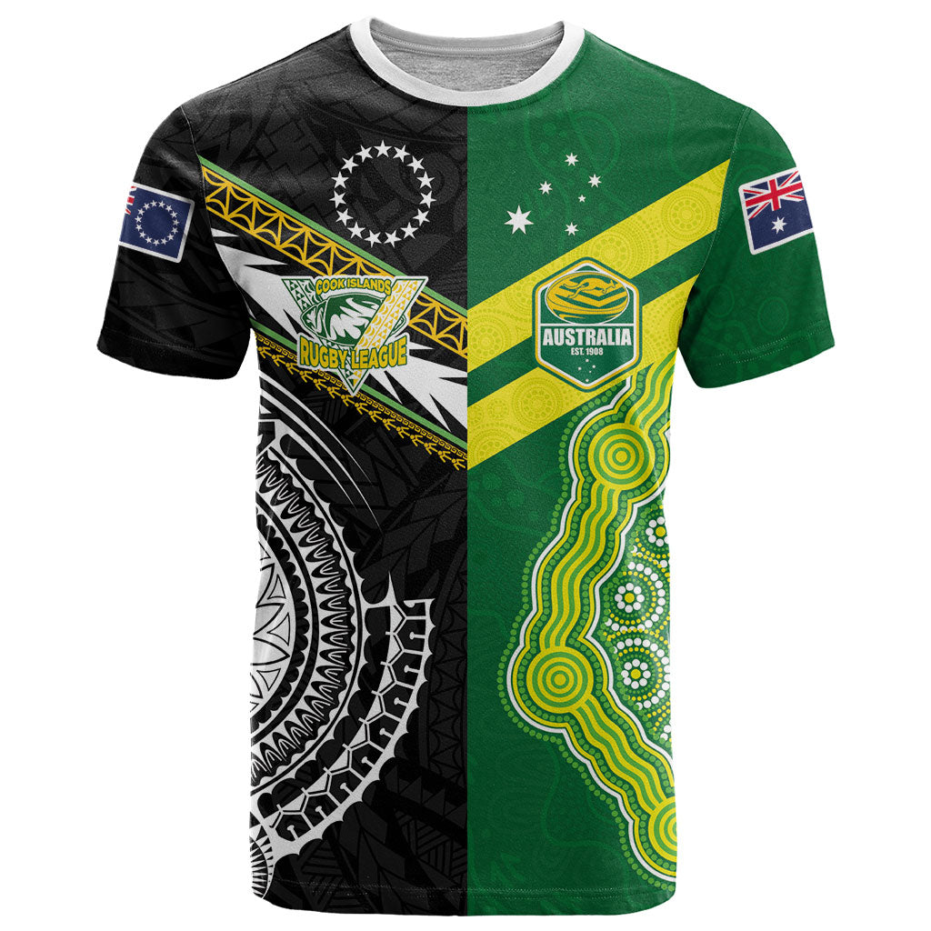 Custom Rugby Cook Islands and Australia T Shirt Tatau Tribal with Aboriginal Chevron Sport Style