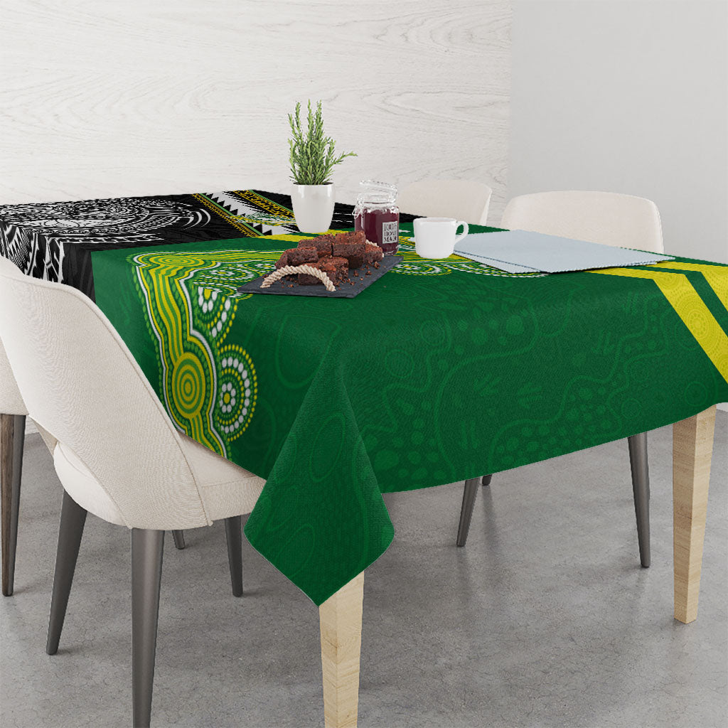 Rugby Cook Islands and Australia Tablecloth Tatau Tribal with Aboriginal Chevron Sport Style