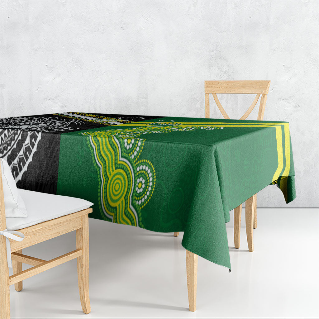 Rugby Cook Islands and Australia Tablecloth Tatau Tribal with Aboriginal Chevron Sport Style