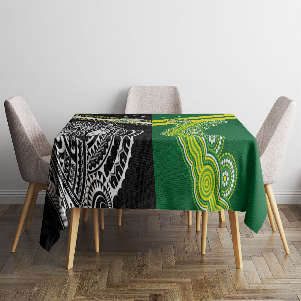 Rugby Cook Islands and Australia Tablecloth Tatau Tribal with Aboriginal Chevron Sport Style