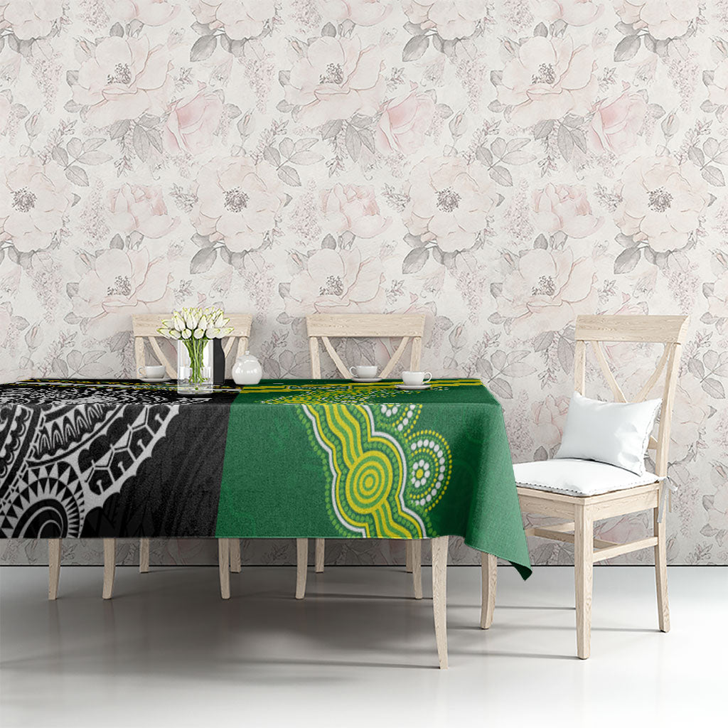 Rugby Cook Islands and Australia Tablecloth Tatau Tribal with Aboriginal Chevron Sport Style
