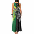 Custom Rugby Cook Islands and Australia Tank Maxi Dress Tatau Tribal with Aboriginal Chevron Sport Style
