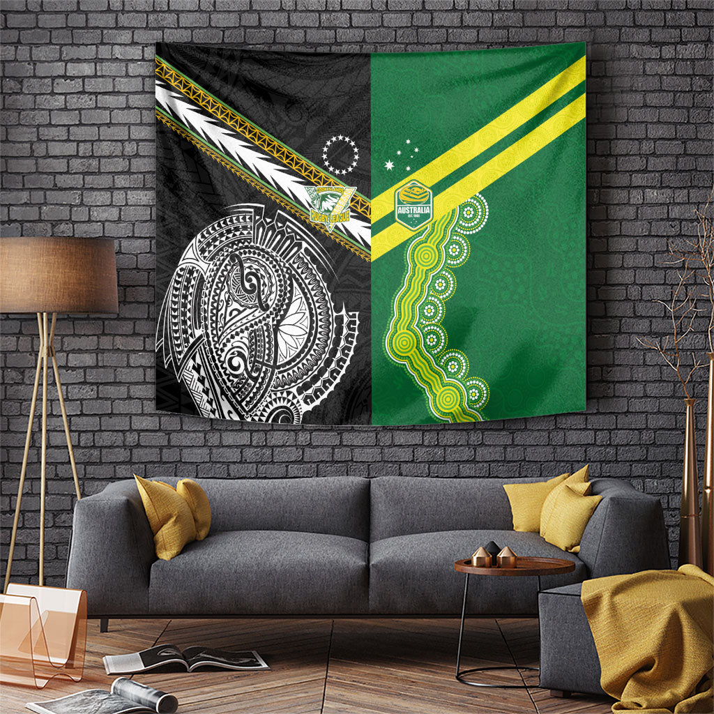 Rugby Cook Islands and Australia Tapestry Tatau Tribal with Aboriginal Chevron Sport Style