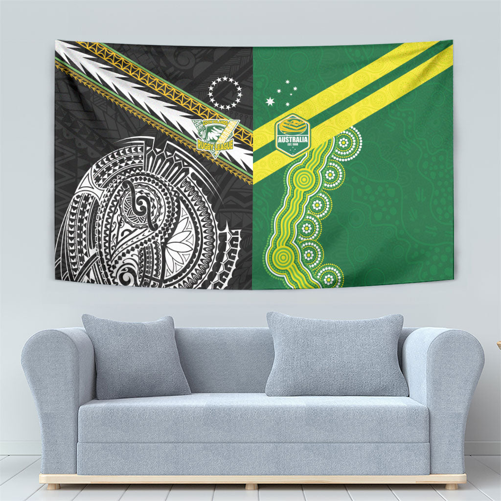 Rugby Cook Islands and Australia Tapestry Tatau Tribal with Aboriginal Chevron Sport Style