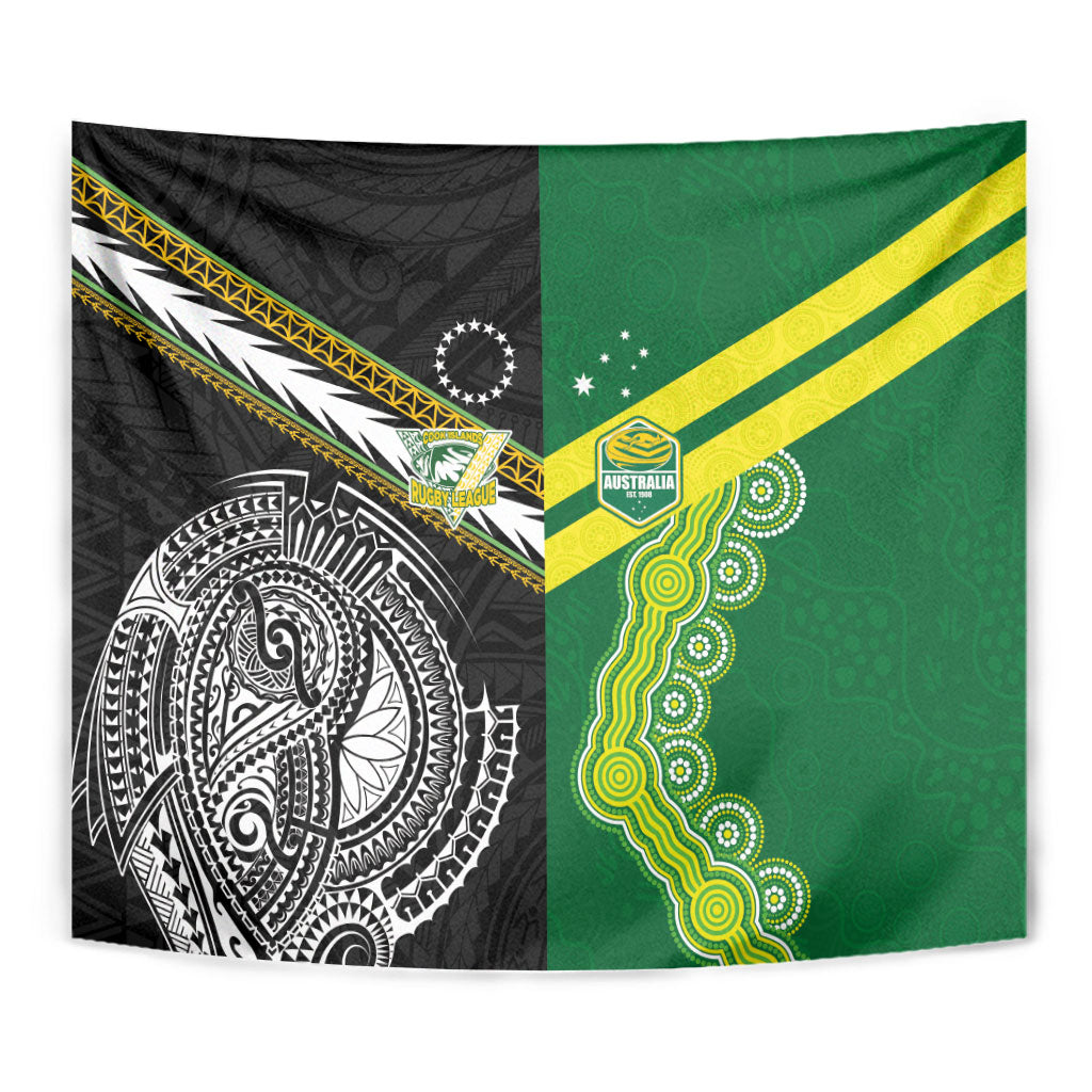 Rugby Cook Islands and Australia Tapestry Tatau Tribal with Aboriginal Chevron Sport Style