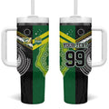 Custom Rugby Cook Islands and Australia Tumbler With Handle Tatau Tribal with Aboriginal Chevron Sport Style