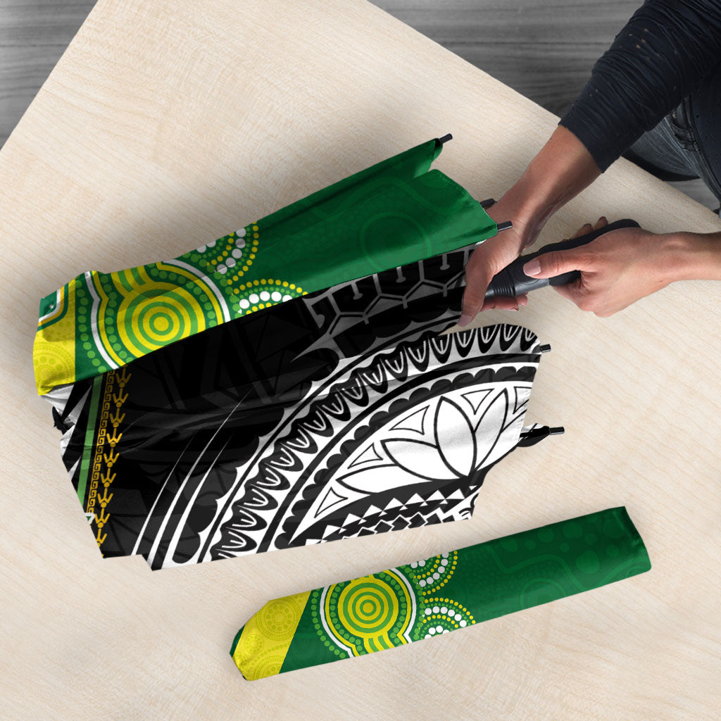 Rugby Cook Islands and Australia Umbrella Tatau Tribal with Aboriginal Chevron Sport Style
