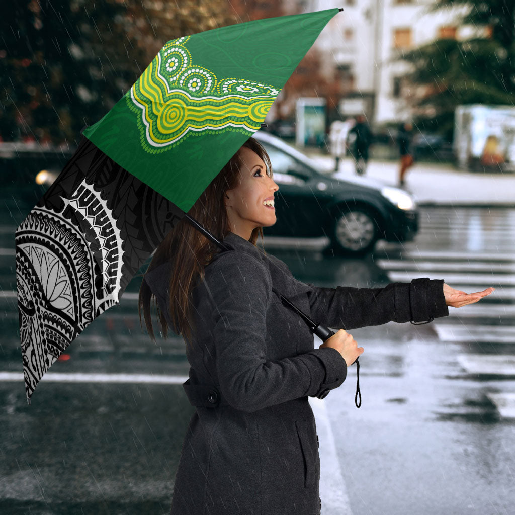 Rugby Cook Islands and Australia Umbrella Tatau Tribal with Aboriginal Chevron Sport Style