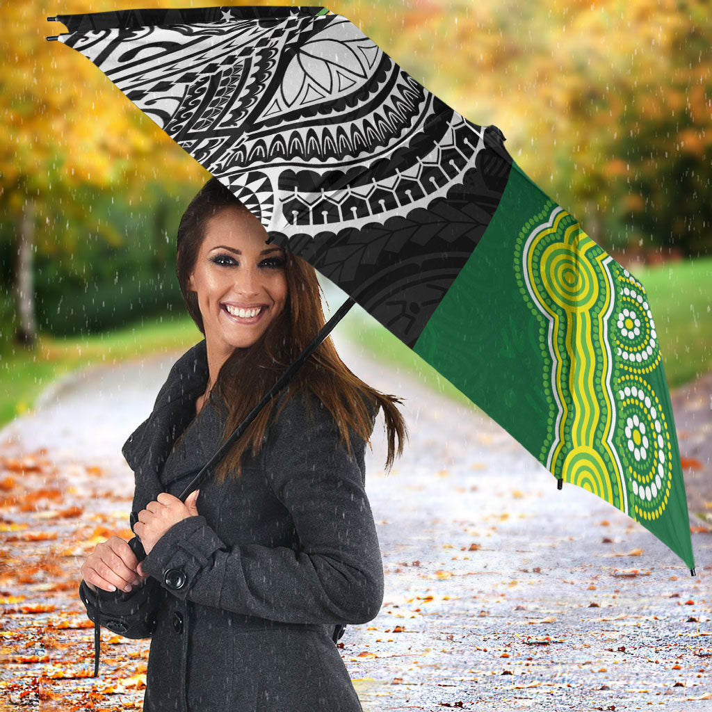 Rugby Cook Islands and Australia Umbrella Tatau Tribal with Aboriginal Chevron Sport Style
