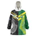 Custom Rugby Cook Islands and Australia Wearable Blanket Hoodie Tatau Tribal with Aboriginal Chevron Sport Style
