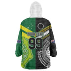 Custom Rugby Cook Islands and Australia Wearable Blanket Hoodie Tatau Tribal with Aboriginal Chevron Sport Style