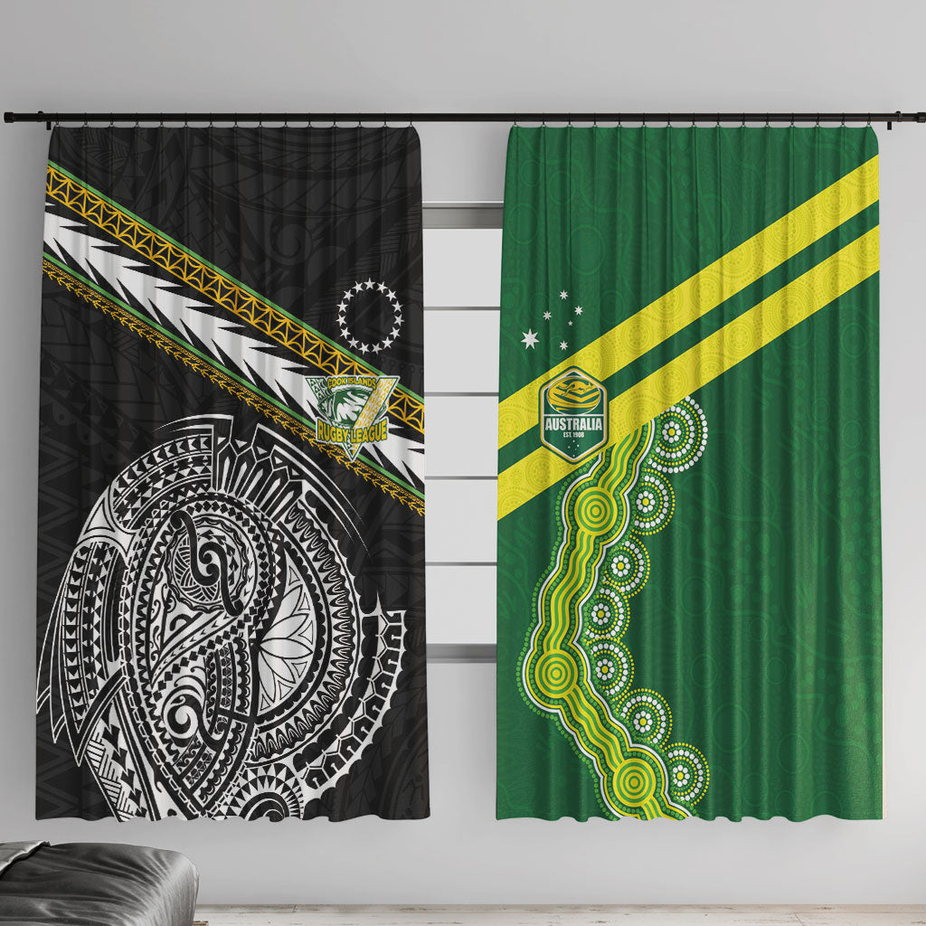 Rugby Cook Islands and Australia Window Curtain Tatau Tribal with Aboriginal Chevron Sport Style