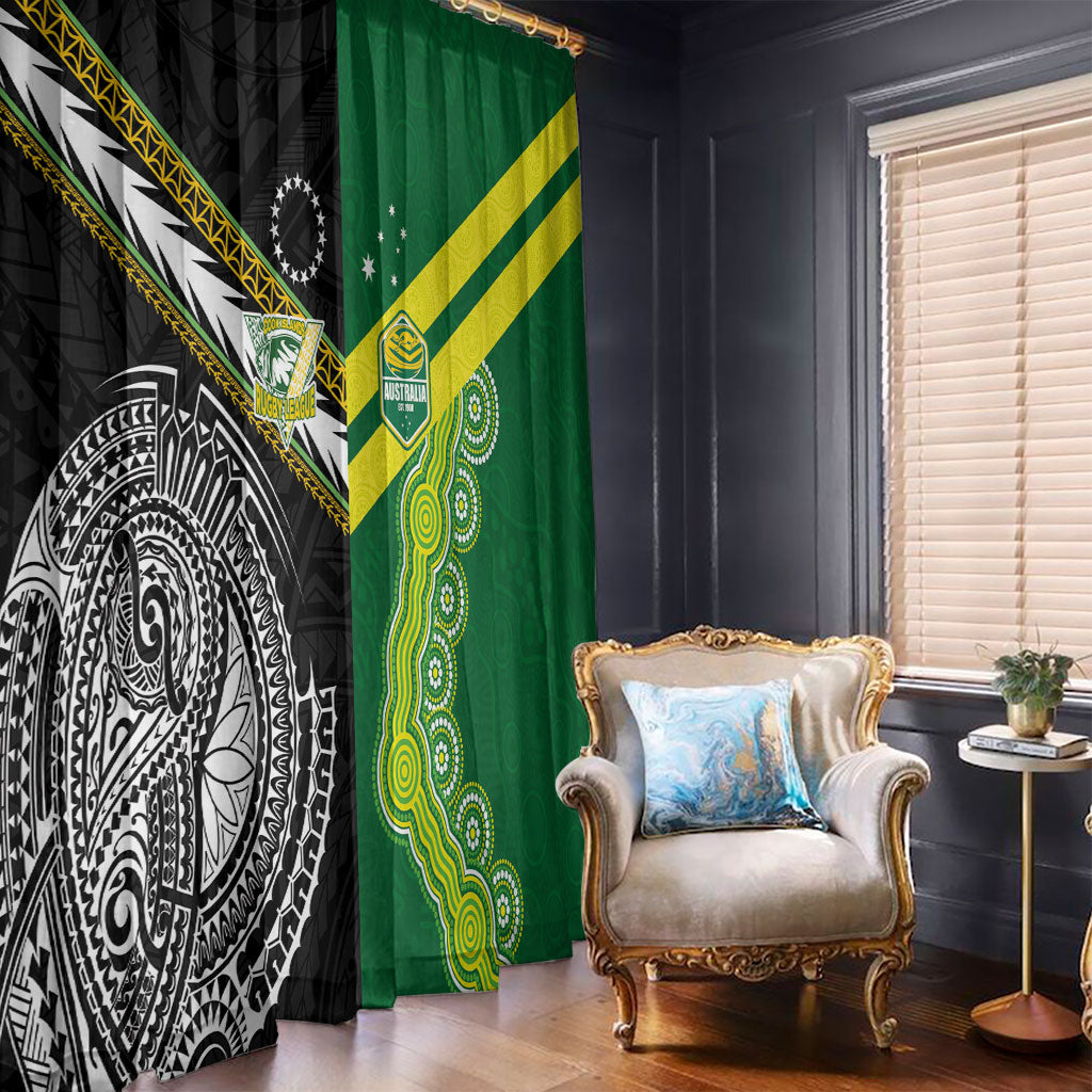 Rugby Cook Islands and Australia Window Curtain Tatau Tribal with Aboriginal Chevron Sport Style