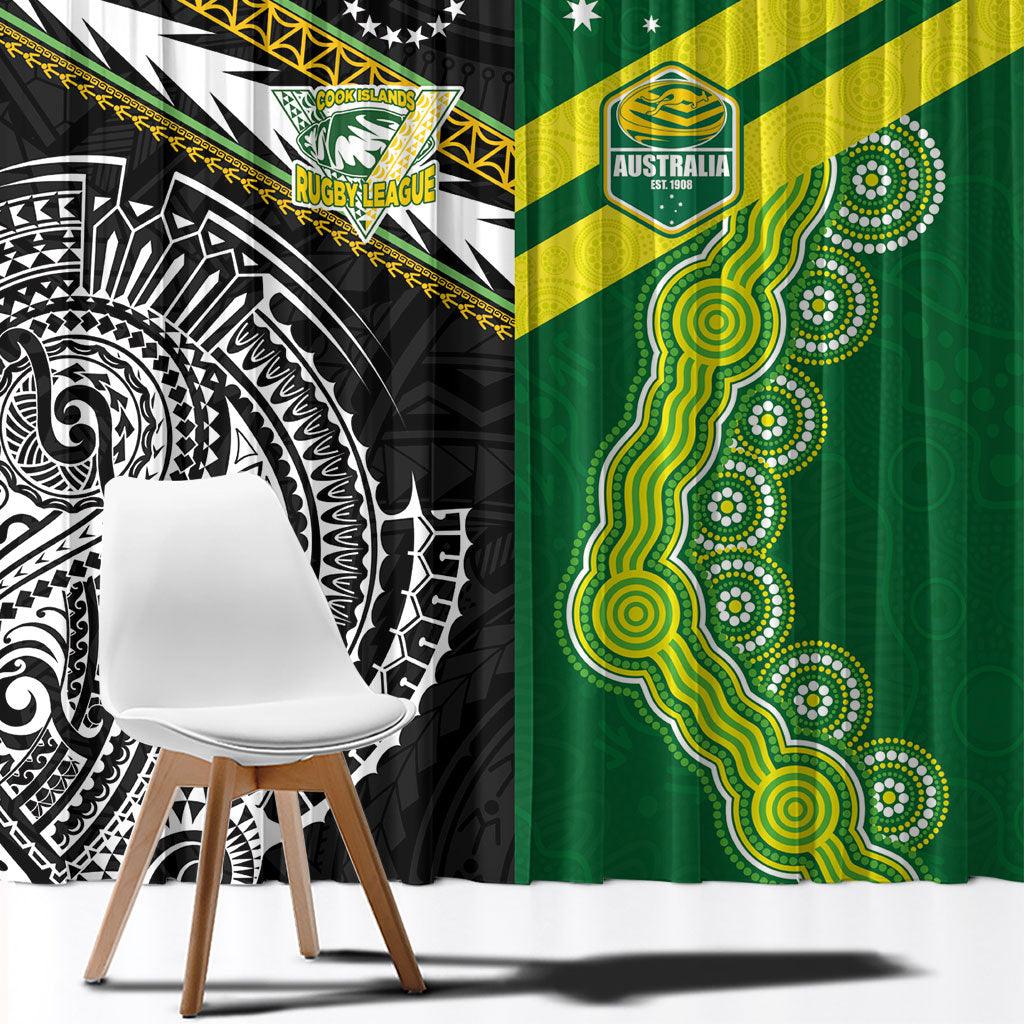 Rugby Cook Islands and Australia Window Curtain Tatau Tribal with Aboriginal Chevron Sport Style