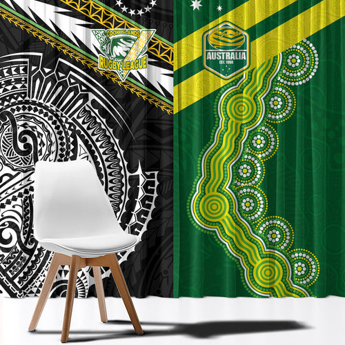 Rugby Cook Islands and Australia Window Curtain Tatau Tribal with Aboriginal Chevron Sport Style
