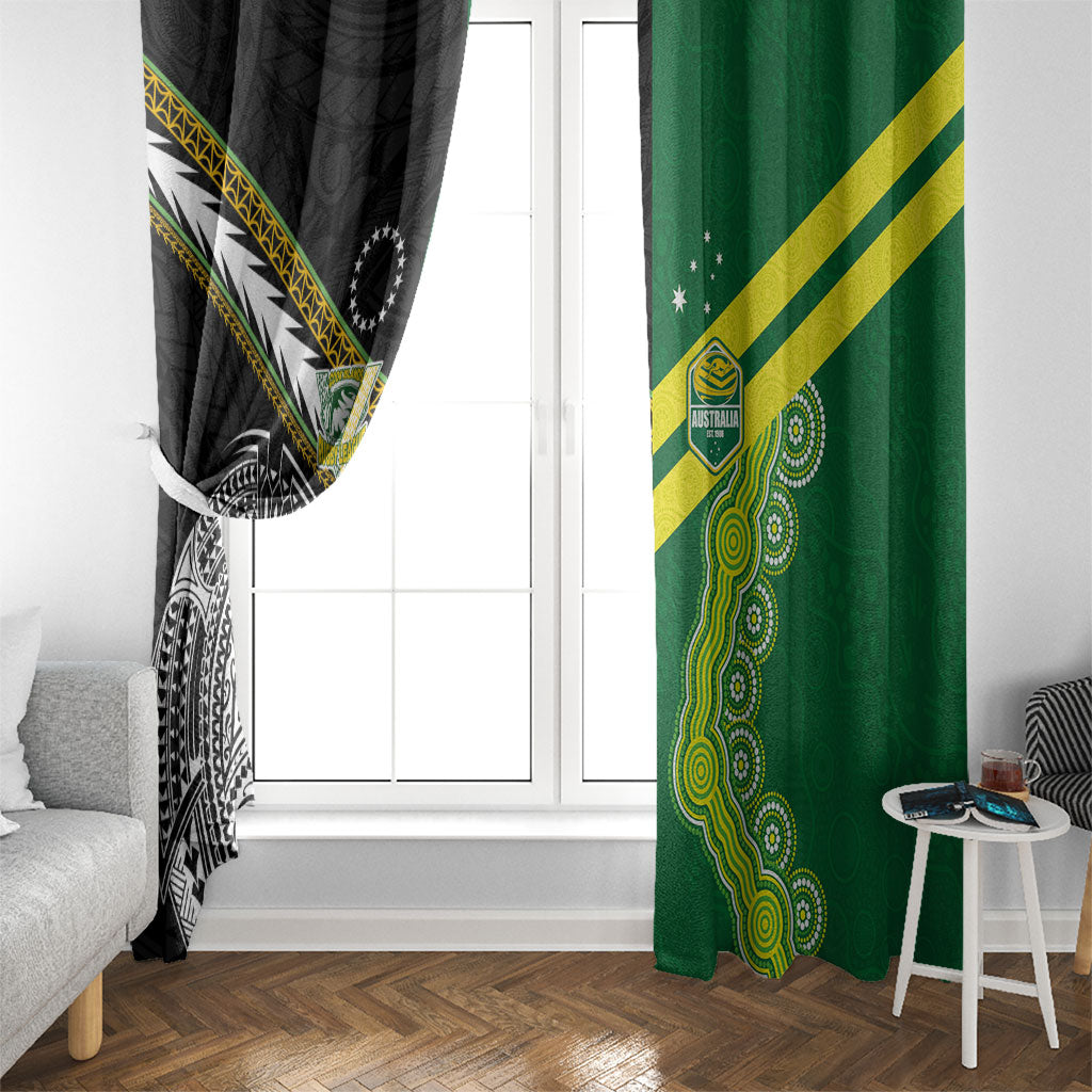 Rugby Cook Islands and Australia Window Curtain Tatau Tribal with Aboriginal Chevron Sport Style
