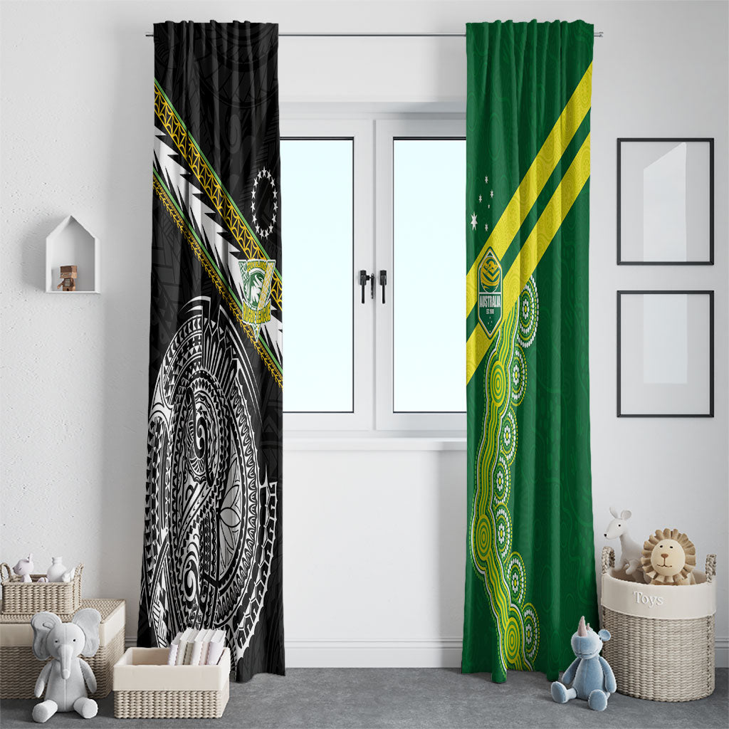 Rugby Cook Islands and Australia Window Curtain Tatau Tribal with Aboriginal Chevron Sport Style