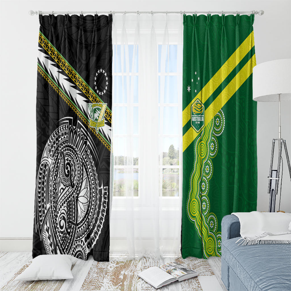 Rugby Cook Islands and Australia Window Curtain Tatau Tribal with Aboriginal Chevron Sport Style
