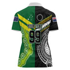 Custom Rugby Cook Islands and Australia Women Polo Shirt Tatau Tribal with Aboriginal Chevron Sport Style