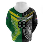 Custom Rugby Cook Islands and Australia Zip Hoodie Tatau Tribal with Aboriginal Chevron Sport Style