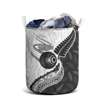 Personalised Aotearoa Lawn Bowls Laundry Basket Maori and Silver Fern Half Style - Aussie Hoodie