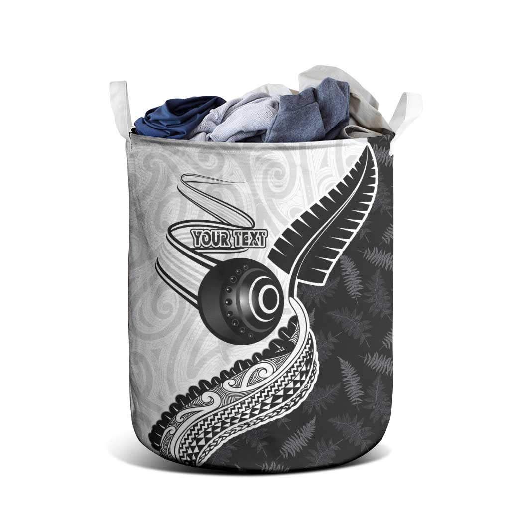 Personalised Aotearoa Lawn Bowls Laundry Basket Maori and Silver Fern Half Style - Aussie Hoodie
