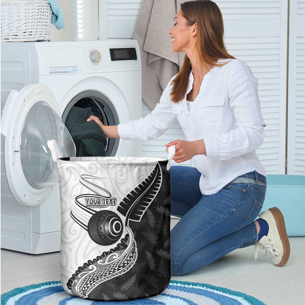 Personalised Aotearoa Lawn Bowls Laundry Basket Maori and Silver Fern Half Style - Aussie Hoodie