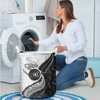 Personalised Aotearoa Lawn Bowls Laundry Basket Maori and Silver Fern Half Style - Aussie Hoodie