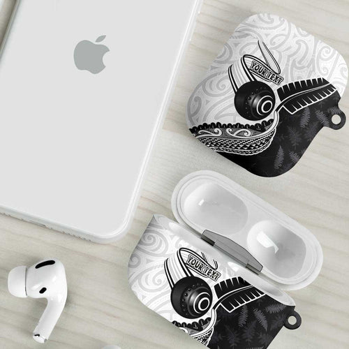 Personalised Aotearoa Lawn Bowls AirPods Case Maori and Silver Fern Half Style - Aussie Hoodie