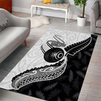 Personalised Aotearoa Lawn Bowls Area Rug Maori and Silver Fern Half Style - Aussie Hoodie