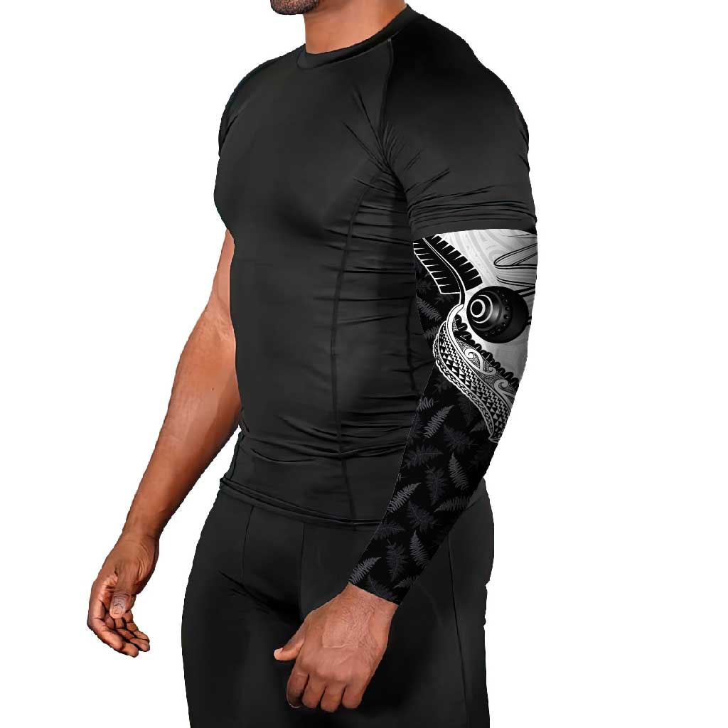 Personalised Aotearoa Lawn Bowls Arm Sleeves Maori and Silver Fern Half Style - Aussie Hoodie