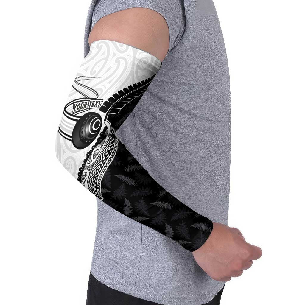 Personalised Aotearoa Lawn Bowls Arm Sleeves Maori and Silver Fern Half Style - Aussie Hoodie