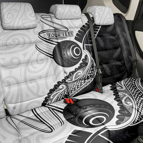 Personalised Aotearoa Lawn Bowls Back Car Seat Cover Maori and Silver Fern Half Style - Aussie Hoodie