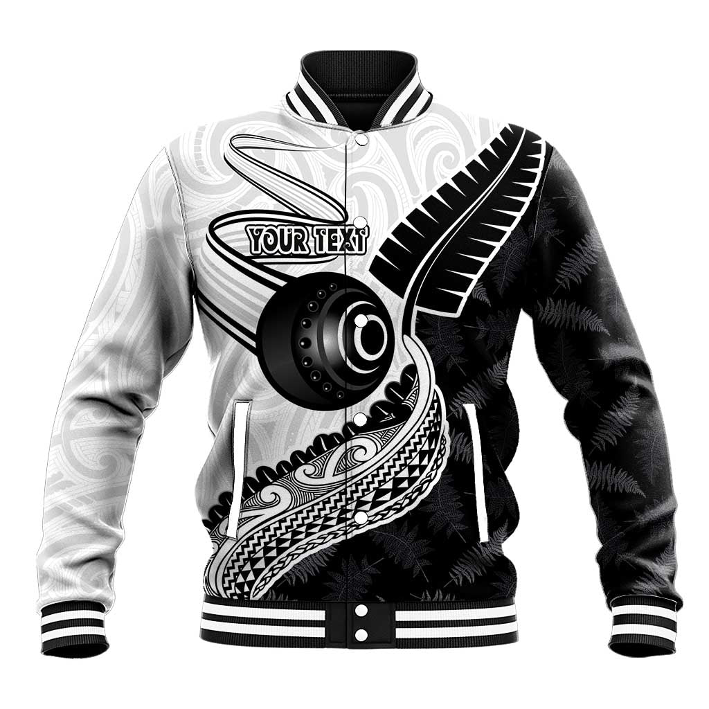 Personalised Aotearoa Lawn Bowls Baseball Jacket Maori and Silver Fern Half Style - Aussie Hoodie
