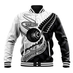 Personalised Aotearoa Lawn Bowls Baseball Jacket Maori and Silver Fern Half Style - Aussie Hoodie