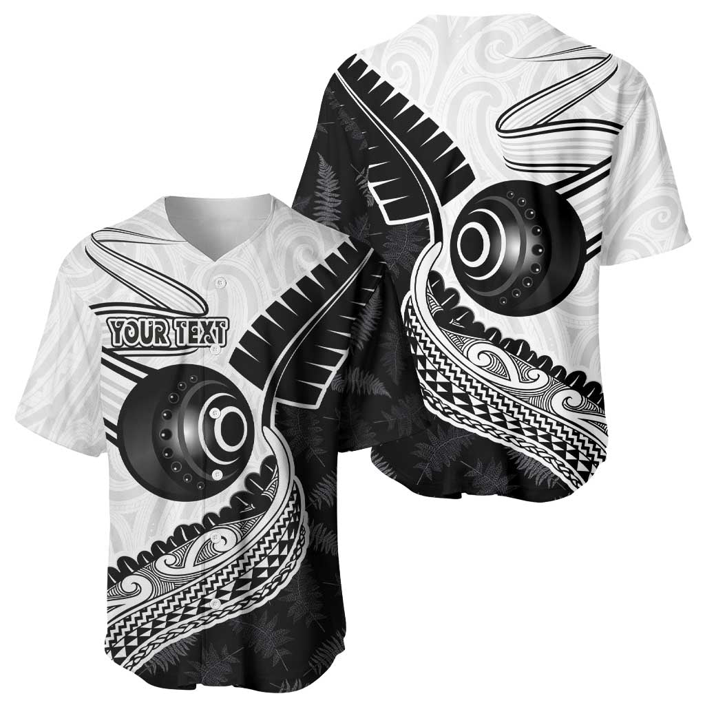 Personalised Aotearoa Lawn Bowls Baseball Jersey Maori and Silver Fern Half Style - Aussie Hoodie