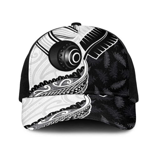 Aotearoa Lawn Bowls Baseball Net Cap Maori and Silver Fern Half Style - Aussie Hoodie