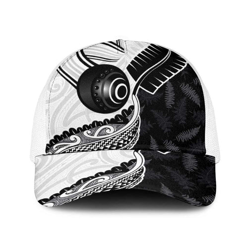 Aotearoa Lawn Bowls Baseball Net Cap Maori and Silver Fern Half Style - Aussie Hoodie