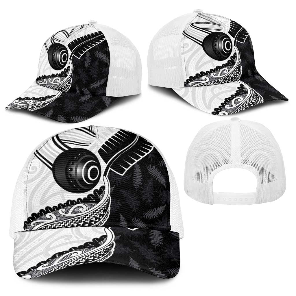 Aotearoa Lawn Bowls Baseball Net Cap Maori and Silver Fern Half Style - Aussie Hoodie