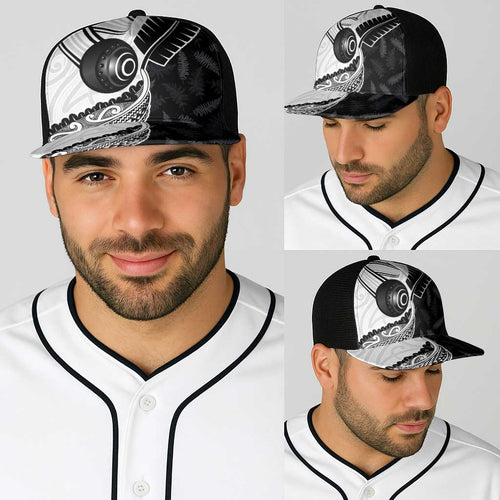 Aotearoa Lawn Bowls Baseball Net Cap Maori and Silver Fern Half Style - Aussie Hoodie